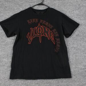 Vlone Shirt Mens Large Black Old English Script Tee Graphic Streetwear Punk